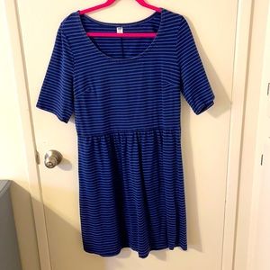 3/4 Sleeve Blue Stripe Stretchy Dress